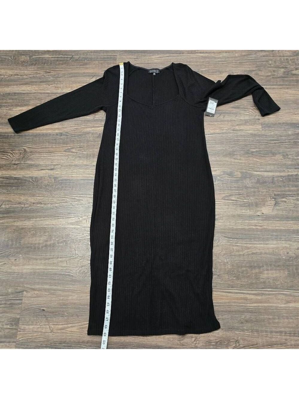 ELOQUII Ribbed Black Long Sleeve Midi Dress 18/20 | NWT Nordstrom Curve Knit - Picture 9 of 11